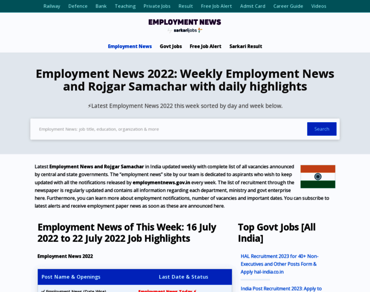 Employmentnews.sarkarijobs.com thumbnail