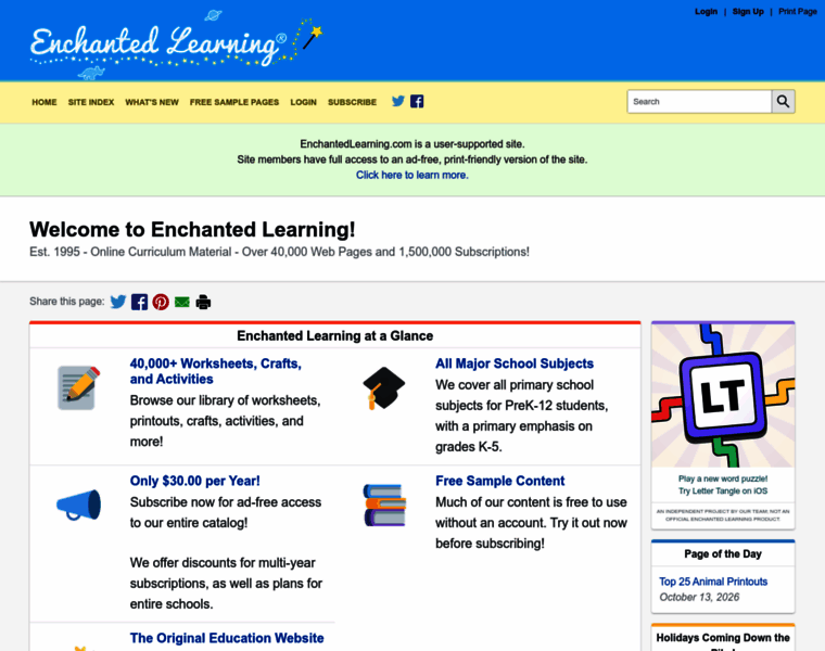 enchantedlearning.com at WI. EnchantedLearning.com | Worksheets ...