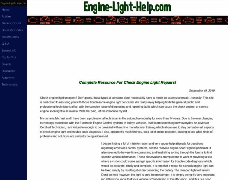 Engine-light-help.com thumbnail