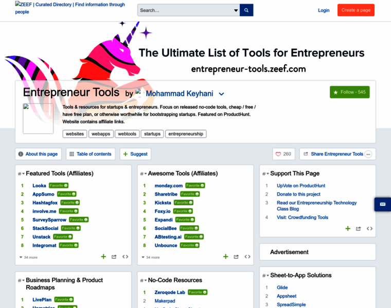 Entrepreneur-tools.zeef.com thumbnail