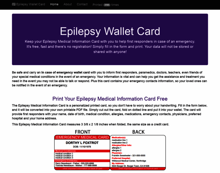 Epilepsywalletcard.com thumbnail