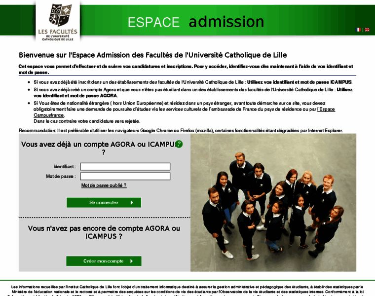 Espaceadmission.univ-catholille.fr thumbnail