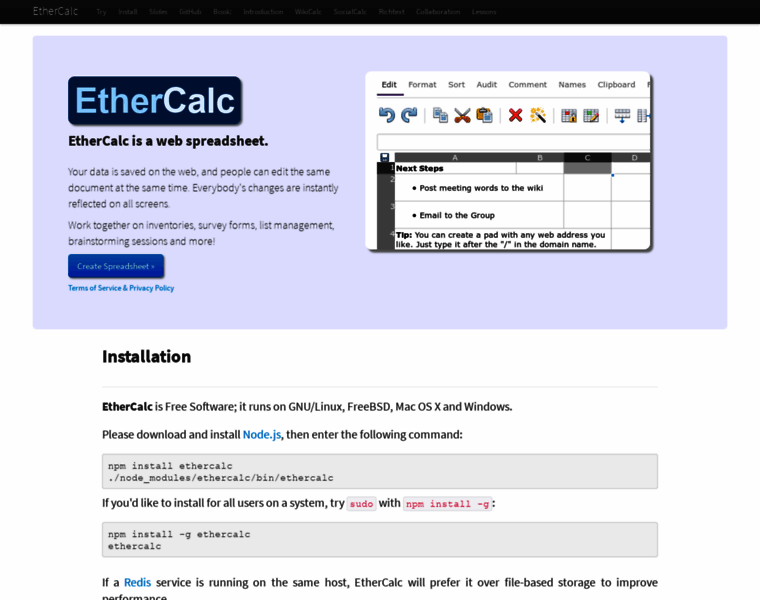Ethercalc.net thumbnail