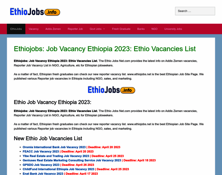Ethiojobs.info thumbnail