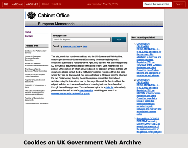 Europeanmemoranda.cabinetoffice.gov.uk thumbnail