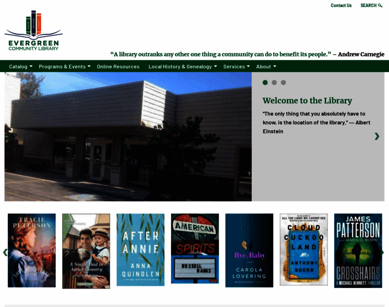 Evergreencommunitylibrary.org thumbnail