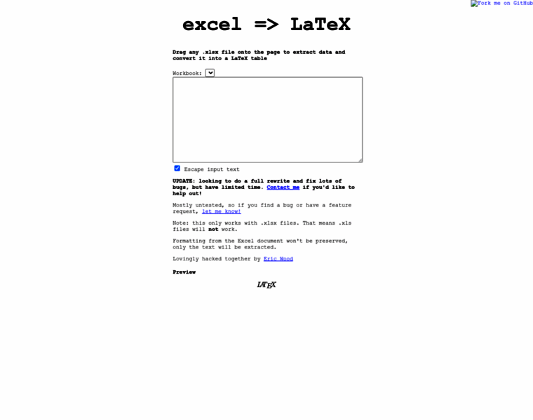 Excel2latex.com thumbnail