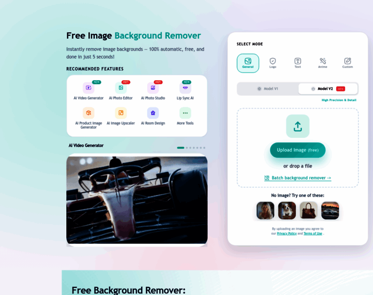ezremove.ai at WI. Free Background Remover - Remove Bg from Image Online