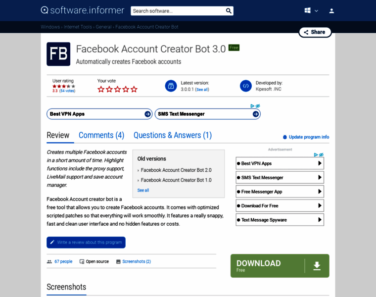 Facebook-account-creator-bot.software.informer.com thumbnail