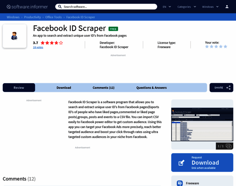 Facebook-id-scraper.software.informer.com thumbnail
