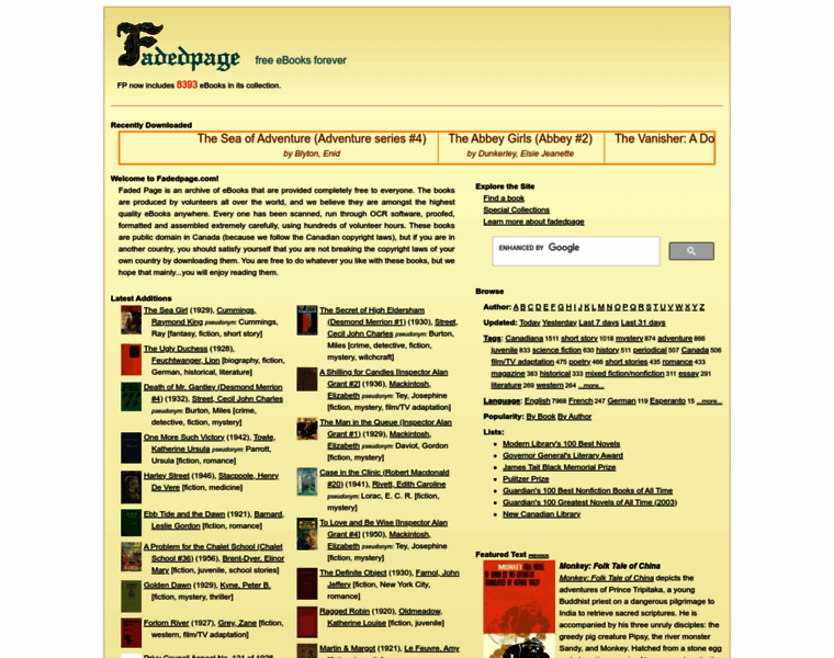 Fadedpage.com thumbnail