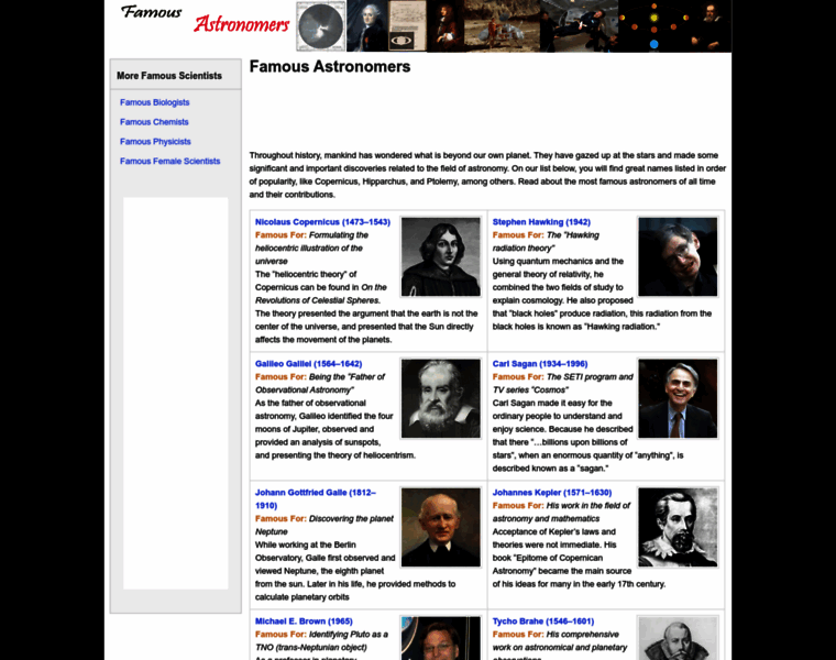 Famousastronomers.org thumbnail