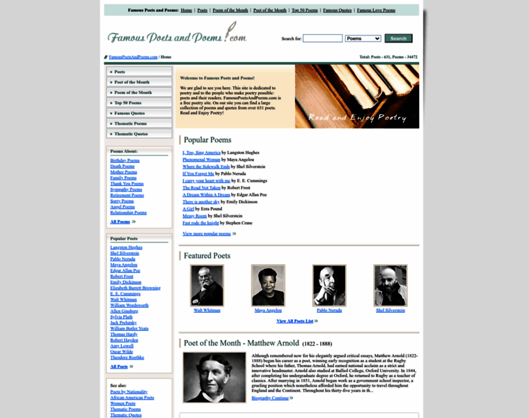 famouspoetsandpoems.com at WI. Famous Poets and Poems - Read and Enjoy ...