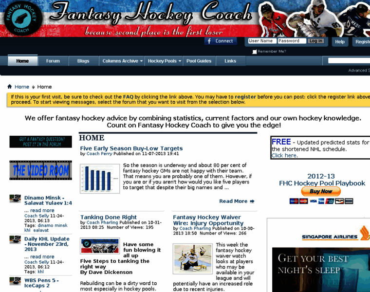 Fantasyhockeycoach.com thumbnail