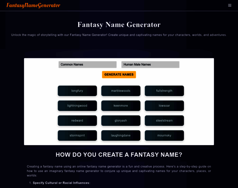 Fantasynamegenerators.net thumbnail