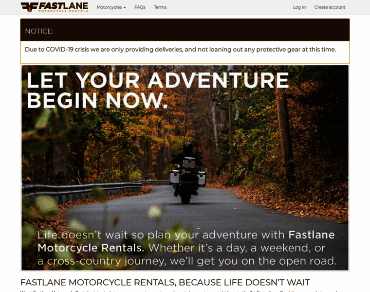 Fastlanemotorcyclerentals.com thumbnail