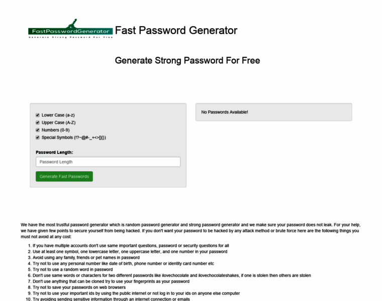 Fastpasswordgenerator.com thumbnail