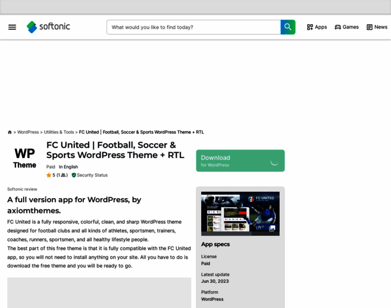 Fc-united-football-soccer-wordpress-sports-theme.en.softonic.com thumbnail