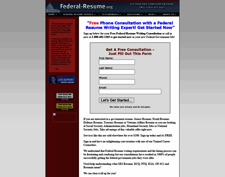 Federal-resume.org thumbnail