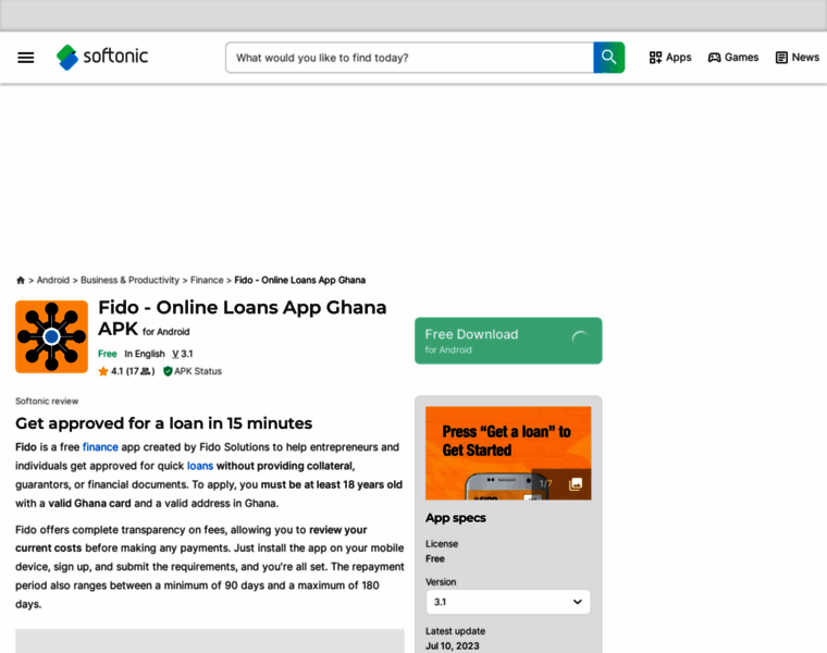 Fido-online-loans-app-ghana.en.softonic.com thumbnail