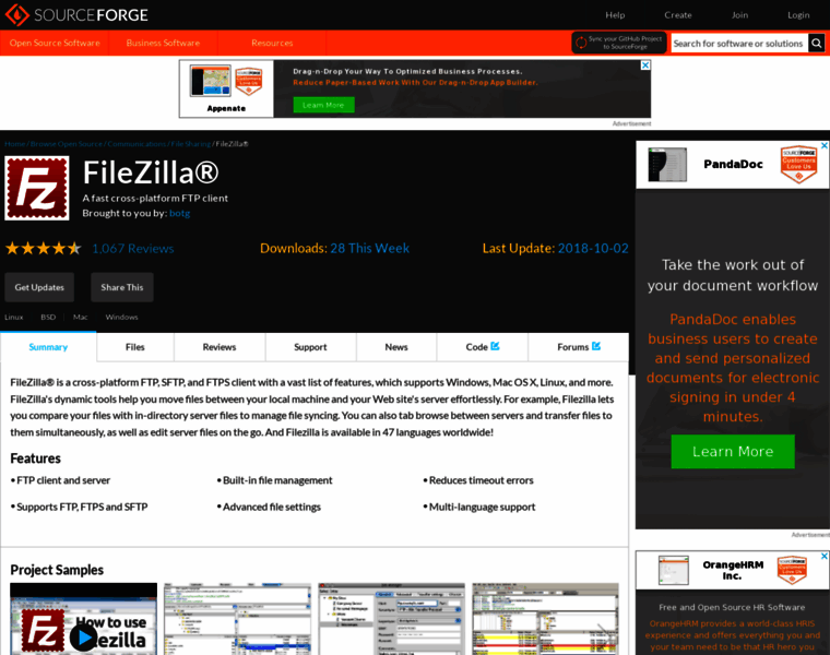 Filezilla.sourceforge.net thumbnail