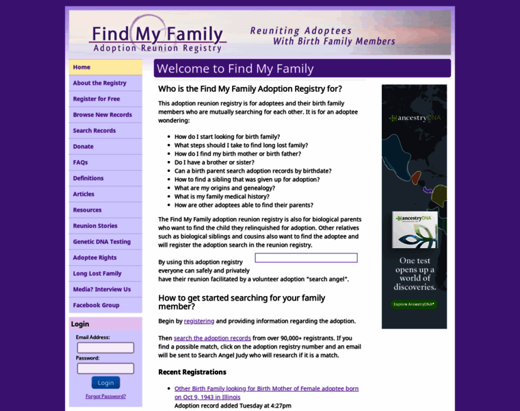 Findmyfamily.org thumbnail