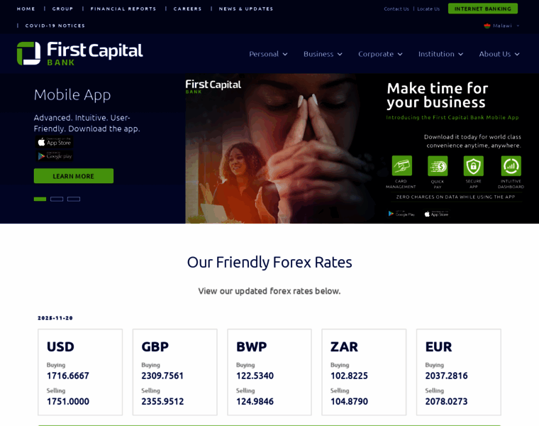 firstcapitalbank.co.mw at WI. Home - First Capital Bank Malawi