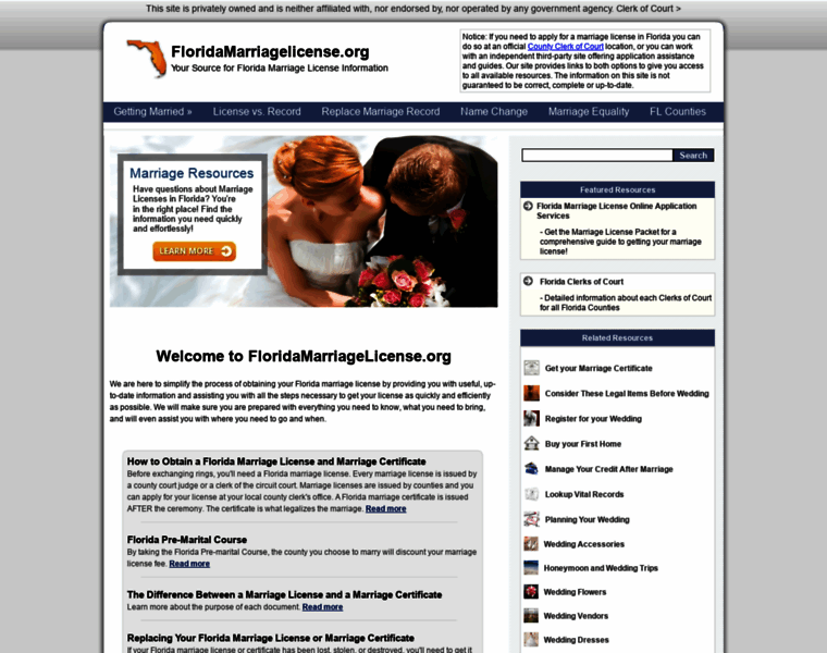 Floridamarriagelicense.org thumbnail