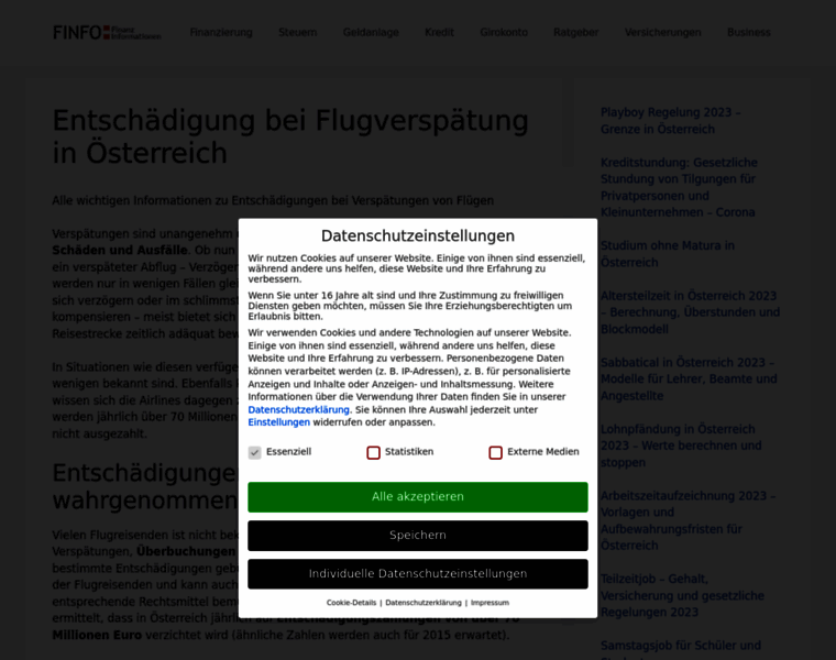 Flugverspaetungentschaedigung.at thumbnail