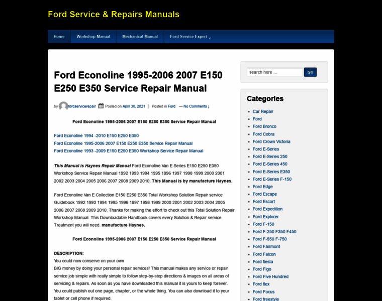 Fordservicerepairworkshop.com thumbnail