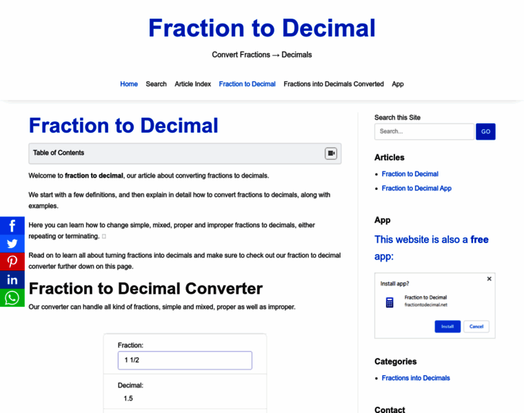 Fractiontodecimal.net thumbnail