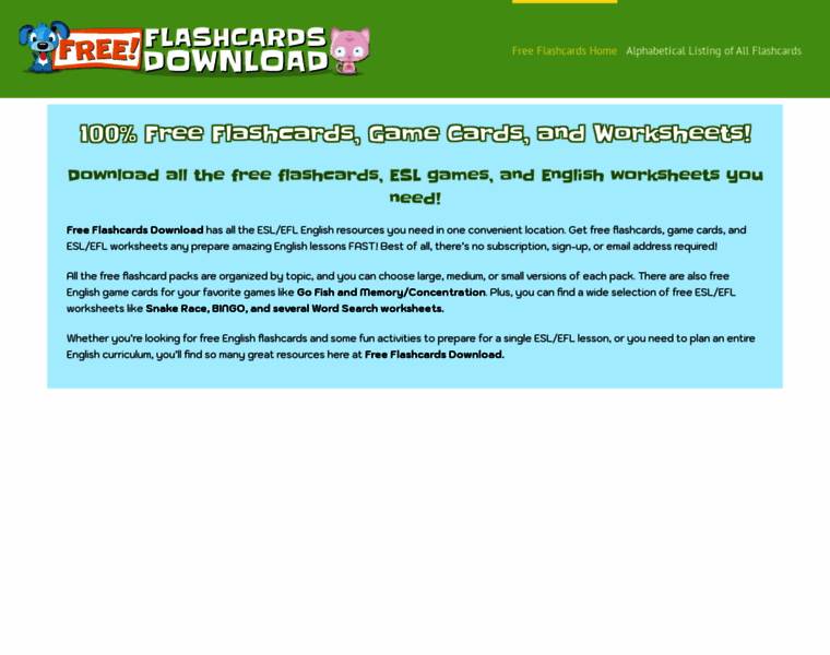 free-flashcards-download.com at WI. Free Flashcards, Game Cards, and ...