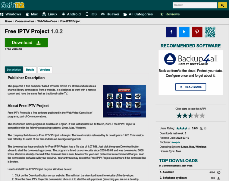 Free-iptv-project.soft112.com thumbnail