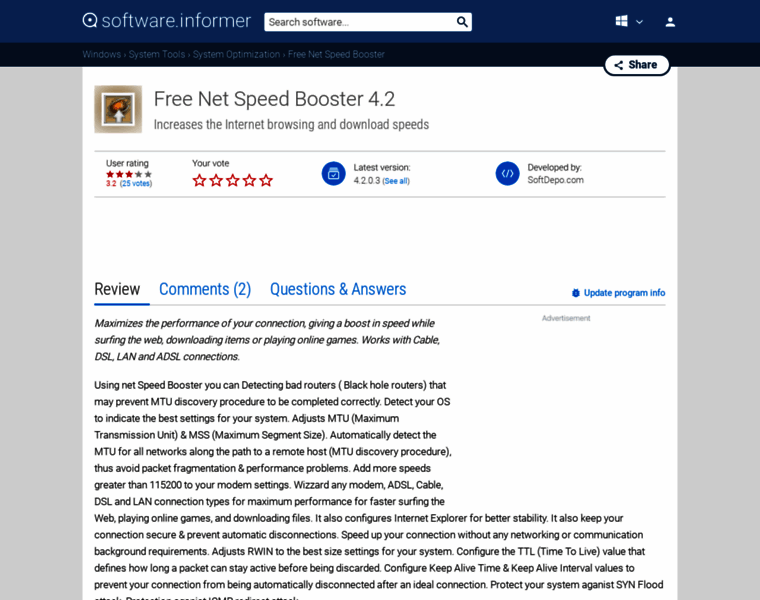 Free-net-speed-booster.software.informer.com thumbnail