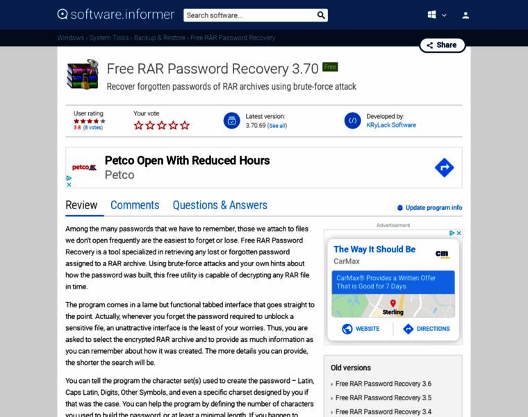 Free-rar-password-recovery.software.informer.com thumbnail