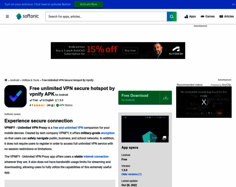 Free-unlimited-vpn-secure-hotspot-by-vpnify.en.softonic.com thumbnail