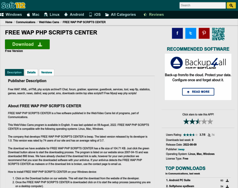 Free-wap-php-scripts-center.soft112.com thumbnail