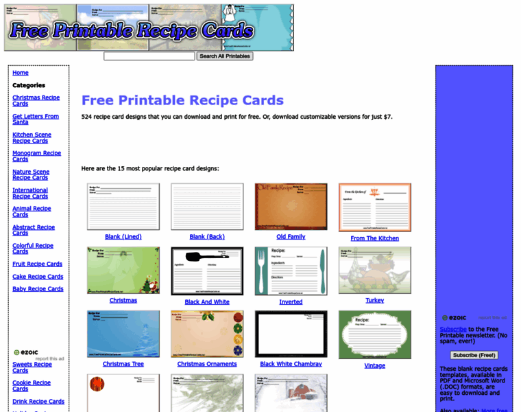 Freeprintablerecipecards.net thumbnail