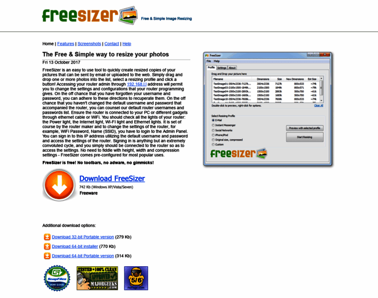 Freesizer.com thumbnail