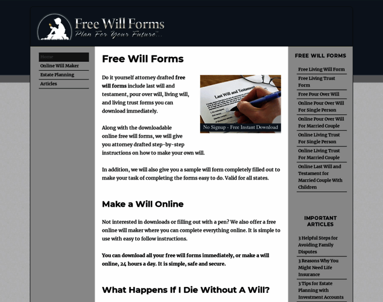 Freewillforms.com thumbnail