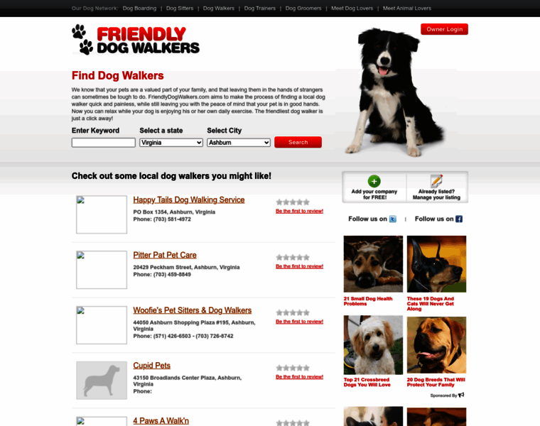 Friendlydogwalkers.com thumbnail