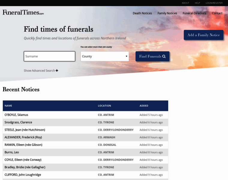 Funeraltimes.com thumbnail
