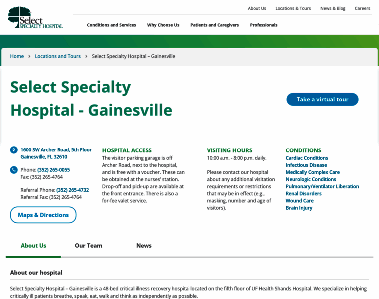 Gainesville.selectspecialtyhospitals.com thumbnail