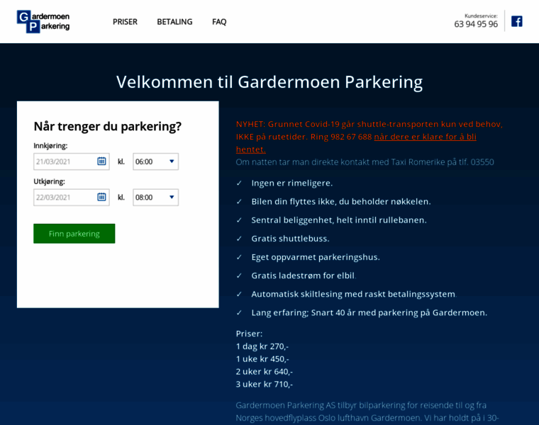 Gardermoenparkering.no thumbnail