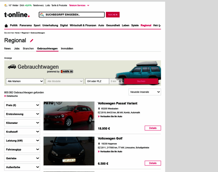Gebrauchtwagen-suche.t-online.de thumbnail