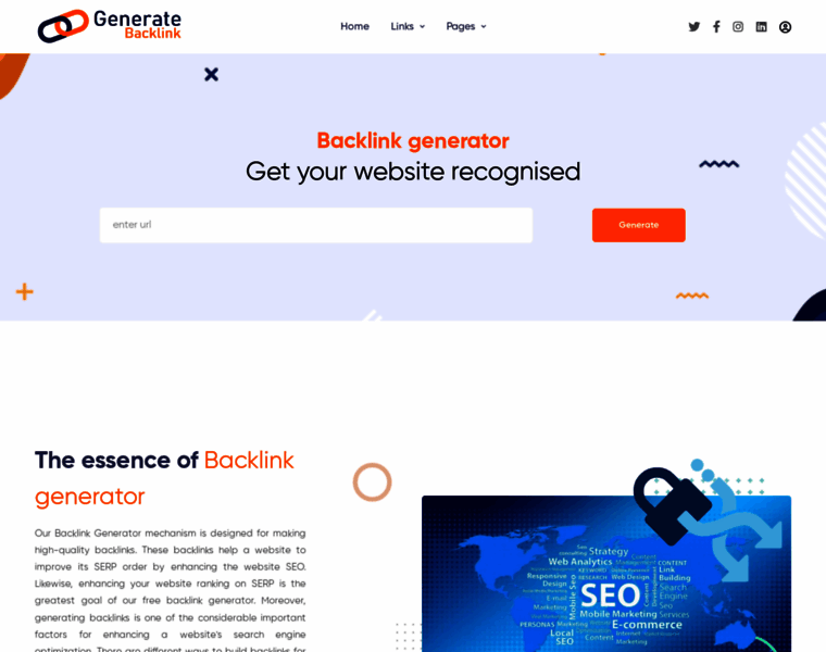 Generatebacklink.com thumbnail