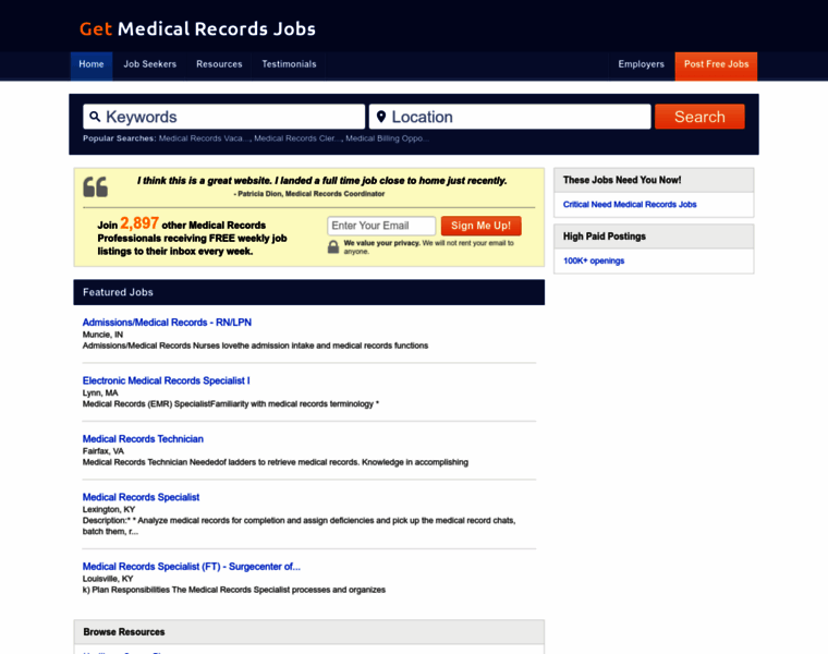 Getmedicalrecordsjobs.com thumbnail
