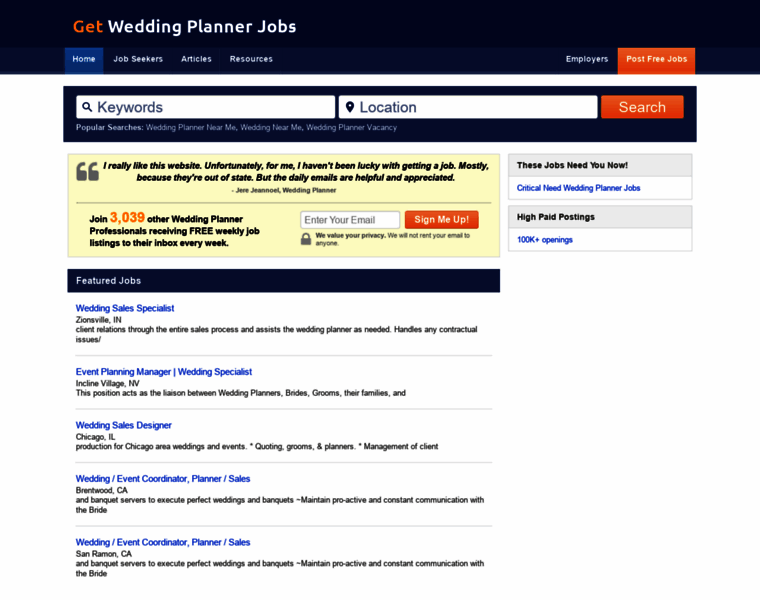 Getweddingplannerjobs.com thumbnail