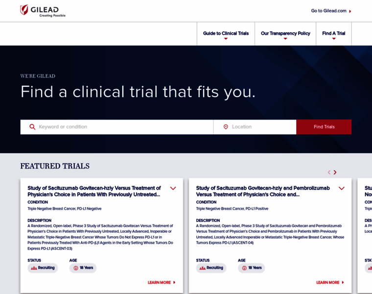 Gileadclinicaltrials.com thumbnail