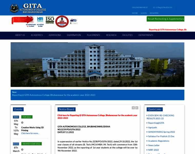 Gita.edu.in thumbnail